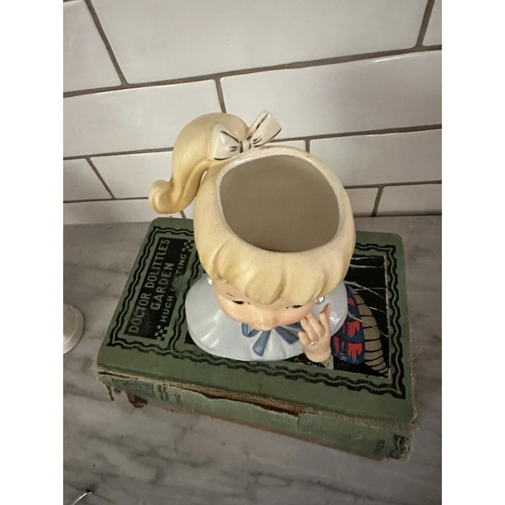 1950’s NAPCO Head Vase Blonde Pony Tail Lady Diamonds Pearls LOVE LUCY Label